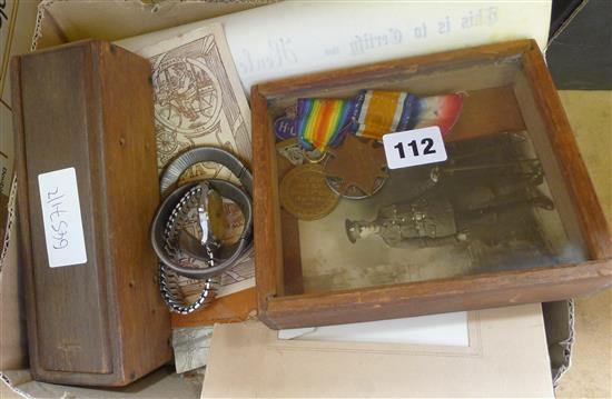 WWI medals  and ephemera to H Burrows RAMS